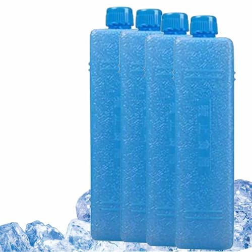 Ice Blocks For Cool Bags, Thin Cooler Packs Cooler Box, Ultra Thin Cooling Pad, Cooler Box Cooling Battery Cooling Pads Freeze Packs for Travelling And Camping Portable Air Conditioner (4Pc)