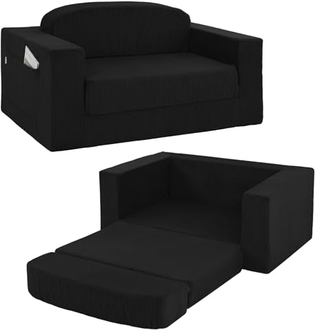 MeMoreCool Schlafsofa Cord 2-Sitzer Faltbares Bodensofa mit Schlaffunktion | Faltbares Sofabett ohne Gestell mit Hochdichtem Schaumstoff, ideal als Cloud Sofa für Wohnzimmer Gästezimmer und Schlafzimmer