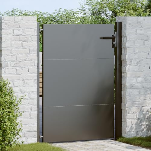 Canditree Portillon de Jardin Noir en Acier, Portail Métallique avec Système Verrouillable pour Terrasse Extérieur (105 x 125 cm)