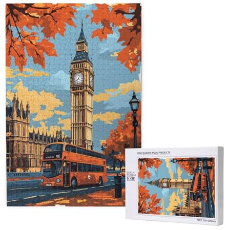 Puzzle 5000 Teile London Puzzles für Erwachsene Herbst HD Puzzel Anspruchsvolles und Lustig Kreatives Unterhaltungsspiel, DIY Holzpuzzle für Erwachsene Als Feiertage Geschenk fur Frauen M-1617