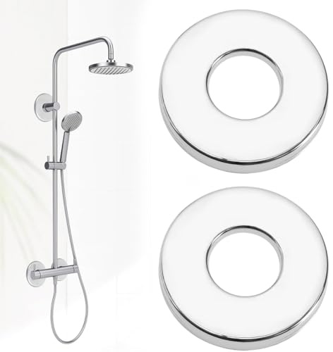 DIFLAX 2 Pièces Rosace Mitigeur Douche Acier Inoxydable (3/4) Ø 27 mm x Ø 80 mm x hauteur 19 mm, Rosace Robinet, Garniture Pour Robinet De Douche Muraux, pour Rosace Robinet Intérieur et Radiateur