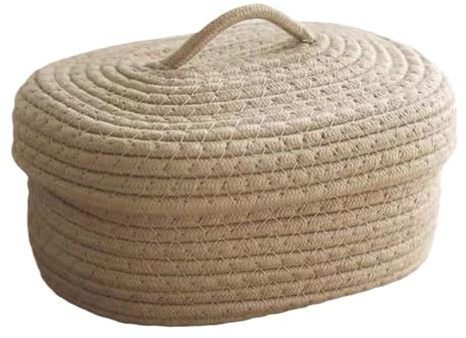 Dioeazh Panier de Rangement en Corde de Coton,Panier en Corde de Coton Avec Couvercle Organisateur de Bijoux | Bacs de Rangement Polyvalents pour la Chambre d'Enfant Serviettes Jouets Cosmétiques