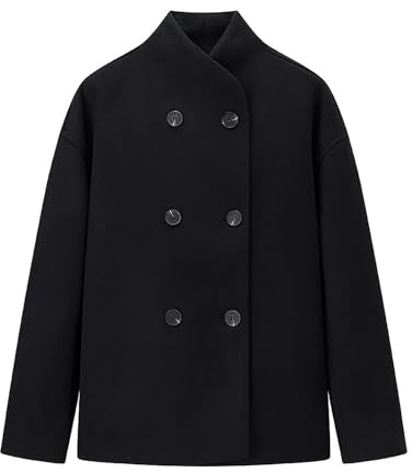 Genérico Moderna chaqueta corta de mezcla de lana para mujer estilo blazer cruzado de lana estilo otoño-invierno