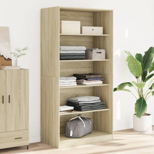 Frdhee Eckkleiderschrank Schlafzimmer Kinderschrank,Kleiderschrank -Eiche 100x50x200 cm Holzwerkstoff,Kellerschrank für Wohnzimmer Flur Büro