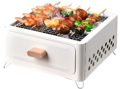 Fumoir portable au charbon de bois pour barbecue – Outil de cuisine en plein air pour le camping, la maison et les fêtes – Blanc Parfait pour les amateurs de barbecue
