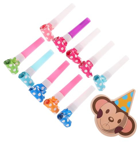 Supvox Party Tröten 10 Stück mit Affenmotiv Bunte Lärmmacher und Pfeifen für Kindergeburtstag Leichte Party Gebläse Musikalische Noisemaker für Fest und Feier