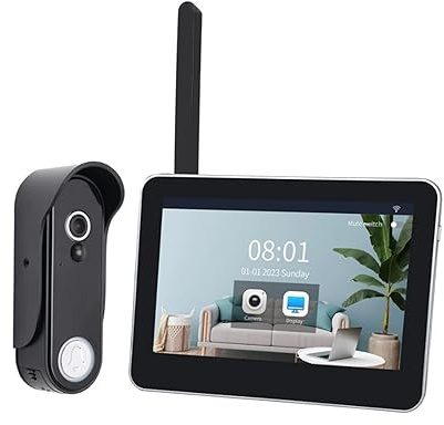 YFDGD Interphone Vidéo WiFi 1080P sans Fil avec Caméra 7 Pouces Moniteur À Écran Tactile Longue Veille Visiophone Affichage Clair Protection Contre Intempéries