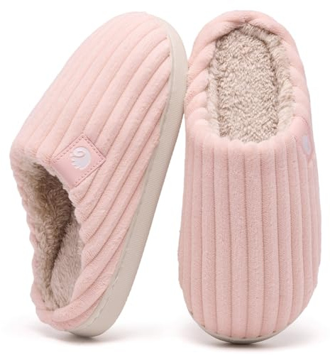 Guyarns Zapatillas de casa Mujer Hombre Invierno,Cálido Pantuflas De espuma viscoelástica Terciopelo de pana Suela antideslizante Slippers cómodas Interior Exterior(Rosa,40/41 EU)