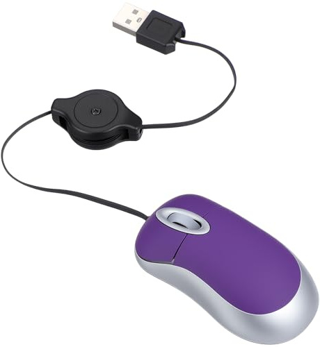 LALAFINA Souris Filaire USB Rétractable Mini Photoélectrique Violette, 1000 Dpi, Compatible PC et Ordinateur Portable, Bureau et Maison, Souris D'ordinateur Portable Compacte Ergonomique