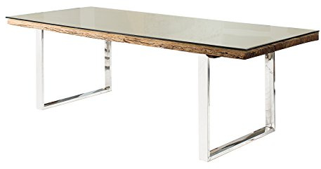 Esstisch BARRACUDA 200cm - natur silber - Teakholz - 10-Sitzplätze | Handarbeit, höhenverstellbare Füße, individuelle Maserung, stabile Konstruktion, natürliche Optik, Edelstahlgestell