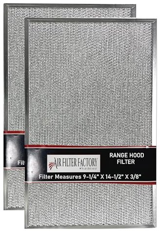 Air Filter Factory 9-1/4 X 14-1/2 X 3/8 Inches Range Hood Aluminum Mesh Grease Vent Filter 2-Pack