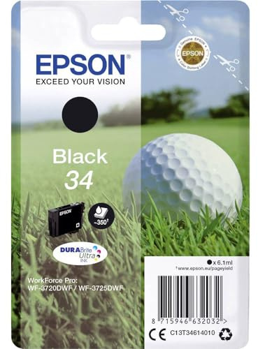 Epson 235M513 Original 34 Tinte Golfball (WF-3720DWF WF-3725DWF,AmazonDashReplenishment)schwarz