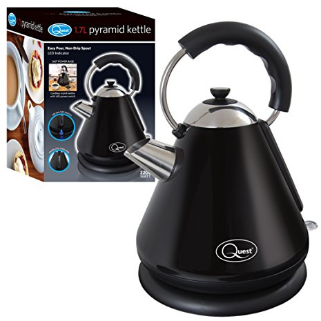 Quest 34510 Fast Boil Pyramid Shape Cordless Kettle, 1.7 Litre, 2200 W, Black