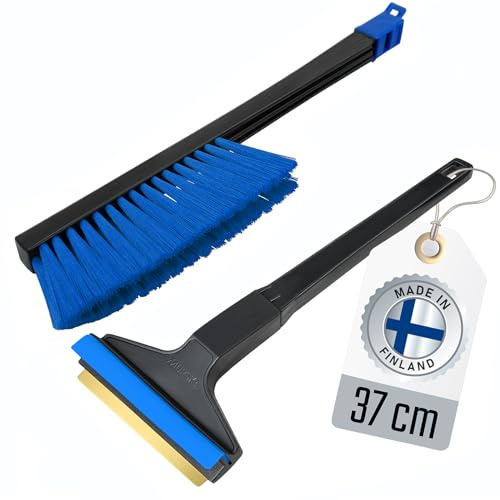 Set - Eiskratzer Auto lang mit Besen Murska Eiskratzer Messing + Schneebesen Auto Besen Winter Scheibenkratzer Auto Besen Auto Schnee Schneefeger Auto Schneebürste Auto (Set A055 + A059 Schwarz Blau)