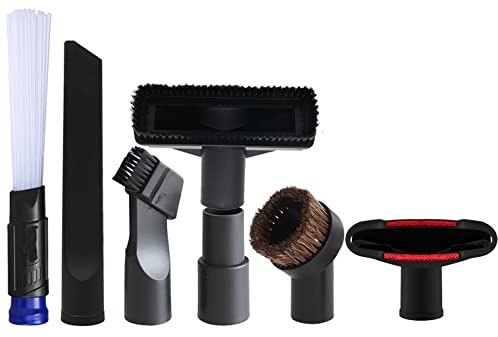 ANBOO Universal Vacuum Attachments Kit, 6-in-1 Tools with Dual-Size Connector (Fits 1-1/4” & 1-3/8” Hoses), No Adapter Needed for Most Vacuums, for Home, Car, Furniture and Hard Floor Cleaning