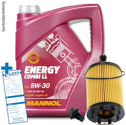 Ölwechsel Set Inspektion 5 Liter Mannol Energy Combi LL 5W-30 Motoröl + Ölfilter + Öl Ablassschraube Verschlussschraube