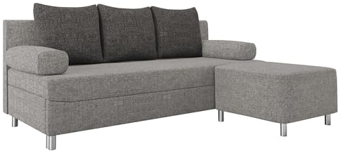 Mirjan24 Schlafsofa Dover mit Bettkasten und Hocker (Lux 05 + Lux 06) | 3-Sitzer-Sofa mit Schlaffunktion und Kissen-Set für entspanntes Sitzen und komfortables Schlafen
