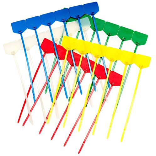 Kabelbinder 180mm beschriftbar mit Beschriftungsfeld 18cm (125, Grün/Frostweiß/Rot/Gelb/Blau)
