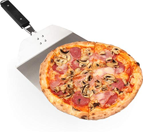 Stimo Pizzaschieber mit großer Schaufel - 24cm x 25cm / Pizzaschaufel Edelstahl/Zusammenklappbarer Griff für optimale Handhabung gummiert