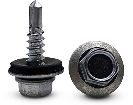 DOJA INDUSTRIAL | SELBSTSCHNEIDENDE SCHRAUBEN STAHL M4 | PACK 100 | 4,2 x 19 mm | Sechskant Bohrschrauben Schrauben metall mit Unterlegscheibe | Für Metall Karosserie schrauben Blechschrauben