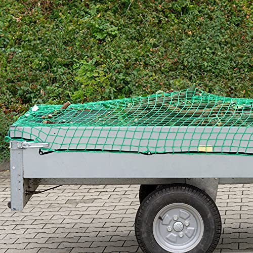 Floordirekt Anhängerschutznetz | Hängernetz zur Ladungssicherung | Anhängernetz mit Gummiseil | Größen 1x2 m bis 5x7 m (2 x 3 m)