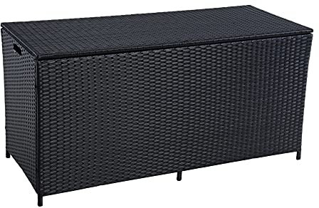 ESTEXO Polyrattan Auflagenbox Kissenbox Gartenbox Gartentruhe Aufbewahrungsbox Auflagentruhe Aufbewahrungstruhe Kissentruhe (Schwarz)