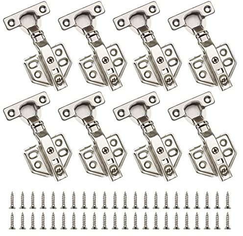 CVIUYO 8 PCS 26mm Soft Close Cabinet Hinge, Concealed Kitchen Cupboard Hinges, 90 Degree Full Overlay Kitchen Door Hinge, Cupboard Door Hinges with Screws