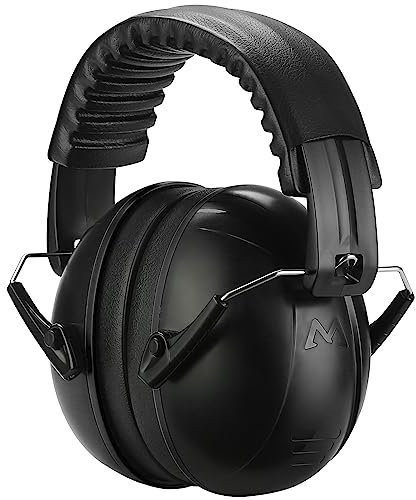 ProCase Paraorecchie per riduzione del rumore, NRR 28dB cancellazione del rumore, cuffie per adulti e bambini, autismo, ear defenders per falciatura, tiro, costruzione, lavori in legno, colore nero
