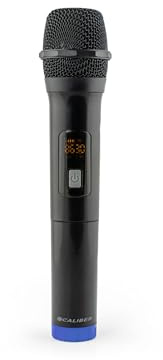 Caliber Microfono senza fili – Set Karaoke – AA alimentato a batteria – Adatto per il gioco Karaoke di calibro serie HPA – HPA-605-MIC2 – Nero giallo