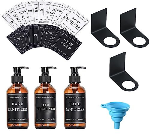 EIMZU Seifenspender Wandbefestigung, 3 Stück Shampoo Flaschen zum Befüllen 500ml, Seifenspender mit Pumpe und Wasserdichten Etiketten