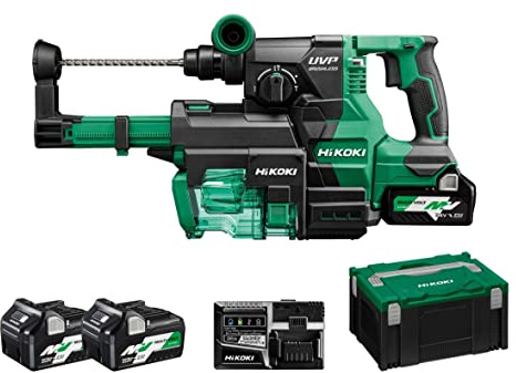 HiKOKI DH3628DAWEZ Akku Kombihammer SDS-plus, 36V Bohrhammer Brushless | Inklusive 2 Akkus BSL36A18, Ladegerät, HSC III Koffer, 3,2 J Schlagenergie, 3 Funktionen zum Bohren, Meißeln & Hammerbohren