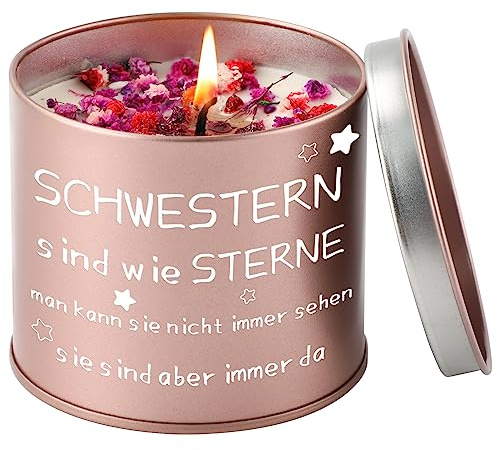 PRSTENLY Schwester Geschenk Geburtstag, 9OZ Lavendel Duftkerze | Geschenke für Schwester Geburtstag Weihnachten Hochzeitstag Ostern, Geburtstagsgeschenk für Große Schwestern