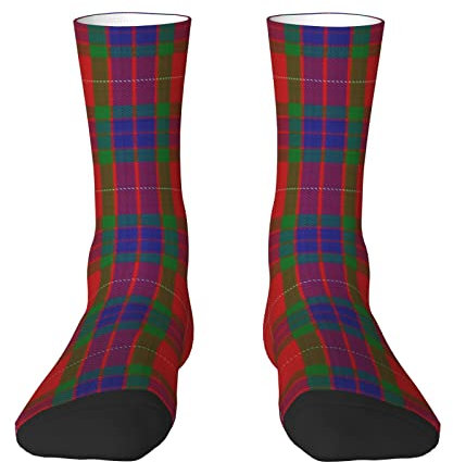 Oudrspo Scottish Clan Fraser Tartan Plaid Herren- und Damen-Crew-Socken, Tartan-Plaid-Neuheit, modische, lässige Crew-Röhrensocke, athletische Sportkleid-Socken