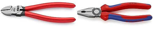 Knipex Seitenschneider schwarz atramentiert, mit Kunststoff überzogen 160 mm 70 01 160 EAN & Kombizange schwarz atramentiert, mit Mehrkomponenten-Hüllen 180 mm 03 02 180