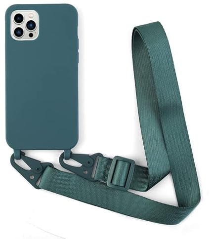 Leather Armor Handykette Handyhülle für iPhone 15 Pro(6.1) mit abnehmbarem Band Halsband Lanyard und Stoßfest Silikonhülle
