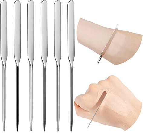 6 Pack Stainless Steel Makeup Spatula Foundation Liquid Foundation Mixer Face Cream Applicator Cosmetic Mixing Tool for Foundation Eye Shadow Cream