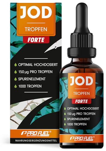 Jod Tropfen FORTE 1000x mit 150 µg Jod pro Tropfen - optimal hochdosiert - nur 1 Tropfen am Tag - bioverfügbares Jod aus Kaliumjodid - alkoholfrei & vegan - laborgeprüft mit Zertifikat