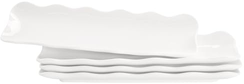 jinsongdafa Olive Plate Set of 4, Dried Fruits Tray,Biscuit Olive Platter, Chip Resistant, White Porcelain Olive Canoe, Dishwasher Safe, for Snacks,Mousse Cake,Tiramisu,Sushi,Appetizers 12 Inch
