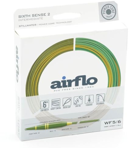 AIRFLO sjätte känsla 2 snabb mellanliggande fluglinje 5/6 wt genomskinlig grön