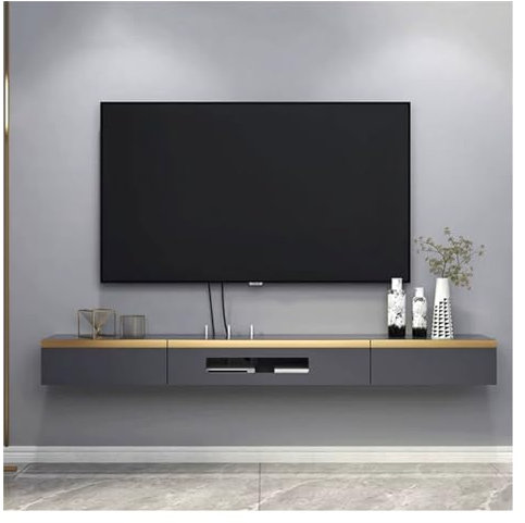 TV-Schrank Wandhängender schwebender TV-Ständer, wandmontiertes Entertainment-Center und Schrankregal, TV-Konsole mit Stauraum, Medienkonsole for DVD-Player, platzsparendes Unter-TV-Regal for Schlafzi