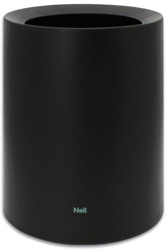 Nell 12L Mülleimer Büro Schwarz Matt – Ideal für Büro, Küche und Wohnzimmer, Eleganter und vielseitiger Büropapierkorb, Langlebiger Kunststoff, Stilvoll und praktisch (Schwarz, 12L ohne Deckel)