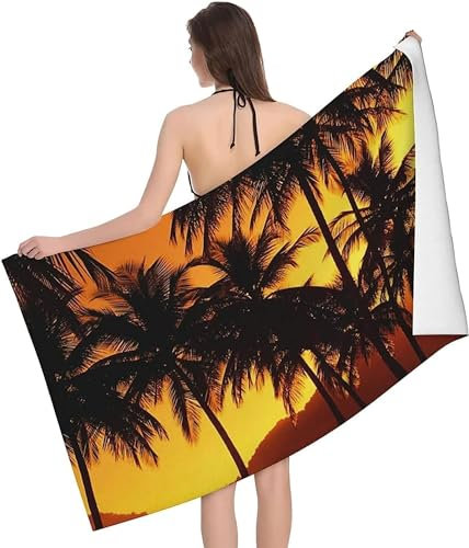 okoikfc 3D Strandtuch 100x200 cm Palme Badetuch Groß Palme Microfaser Handtücher Weich Schnell Trocknen Strandhandtuch Herren Frauen Badetücher, Strandtücher Strandlaken Handtuch A817