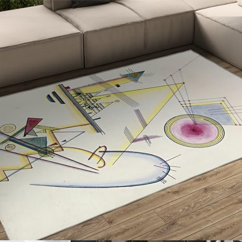 Wassily Kandinsky Stil Innenteppich Heller Abstrakter geometrischer Eingangsteppich für Innenküche Badezimmer ästhetisches Dekor 150x200cm