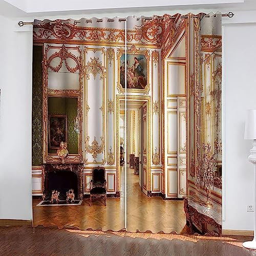 Vorhang Blickdicht Gardinen Mit Ösen - 2 Stücke 2 X 70 X 160 Cm Verdunklungsvorhänge 3D Goldene Raumdekoration Muster Thermovorhang Für Kinderzimmer Wohnzimmer Schlafzimmer Weihnachtsgardin -6R6Q5H8O6