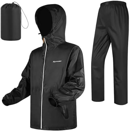 LAMA Regenanzug (Regenjacke + Regenhose) Damen Herren, Reflektierender Regenanzüge wasserdichte Kapuzenjacke Unisex, Atmungsaktive Regenjacke Regenhose, Raincoat Rainwear mit Kapuze Kapuzenjacke