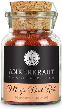 Ankerkraut Magic Dust Rub, BBQ-Rub, tørmarinade til kød, krydderiblanfing til grillmad, det altmuligvåben til grillkød, 100g i glas med korklåg