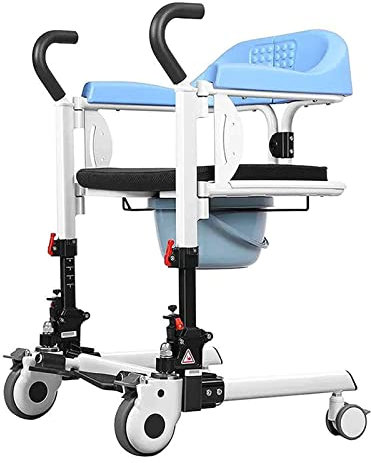 NBHDEK Multifunktionaler 4-in-1-Transferstuhl für ältere Menschen mit Fußbremse, zusammenklappbarer Toilettenstuhl für Behinderte für Pflegeheime und die häusliche Pflege