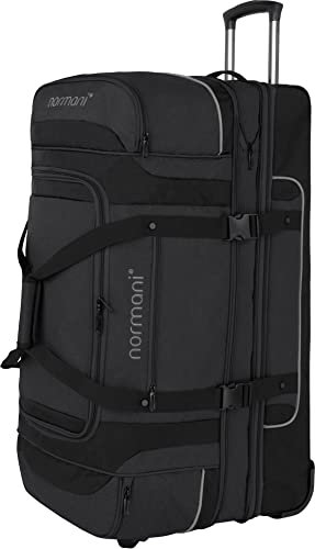 Reisetasche 2-Rad Trolley 120-150 Liter Weichgepäck Travel Bag mit Rollen und 6 Fächern - erweiterbarer Reisetrolley - Rolltasche Sporttasche 81x39x39/47 cm Farbe Schwarz/Grau Größe 120-150 Liter