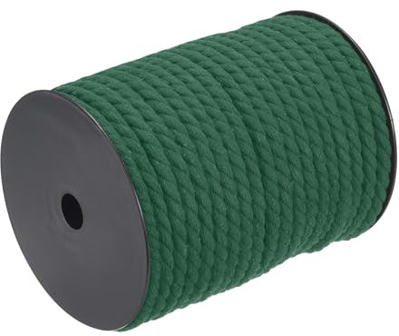QUARKZMAN Corde en Coton à 3 Brins Torsadée, Corde Tressée, Vert Foncé 40M/47 Yards 8mm de Diamètre pour Suspendu Murale, Suspendu de Plante, Tricot, Nœuds Macramé
