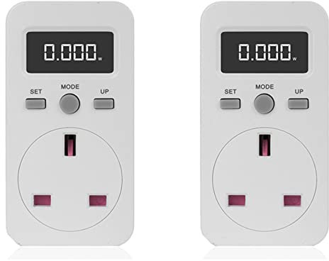 Pyugxab 2X Digital Power Meter Plug-in Socket Electric Wattmeter Energy Monitor UK Plug